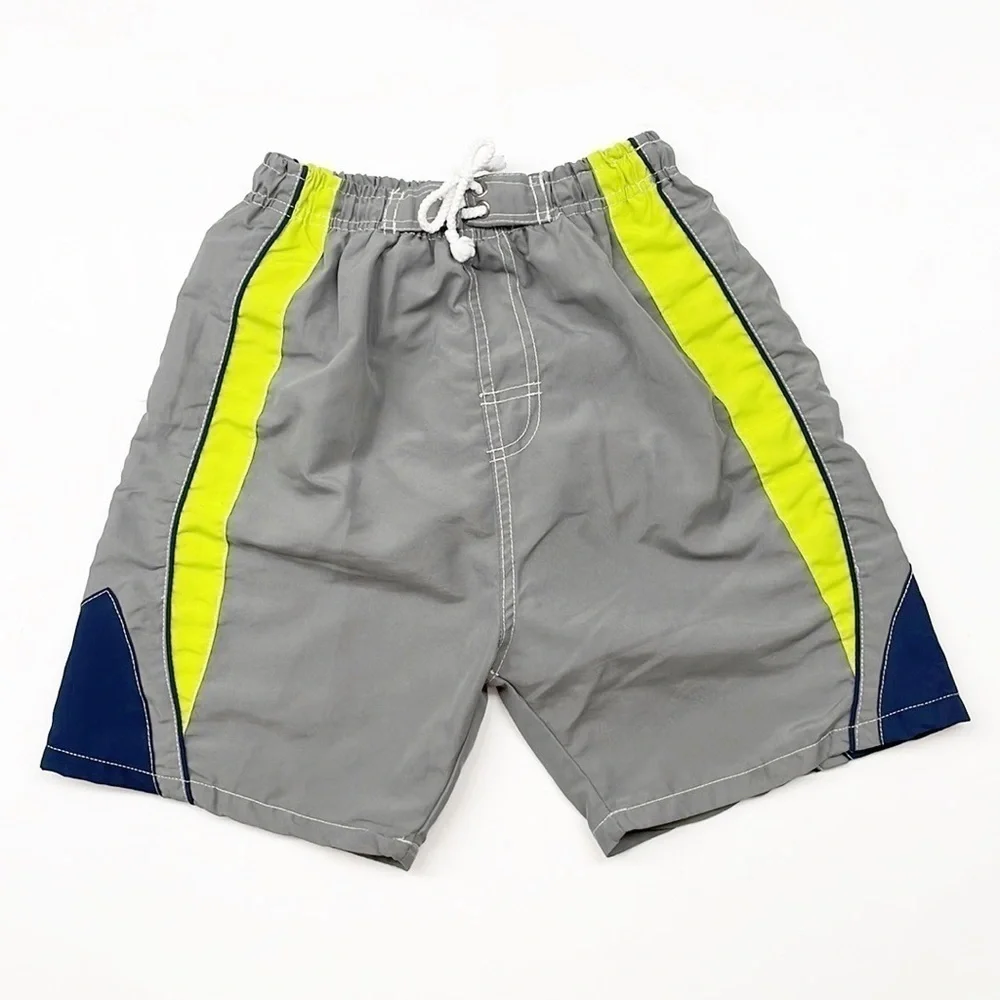 True boys gray panel swim trunks
